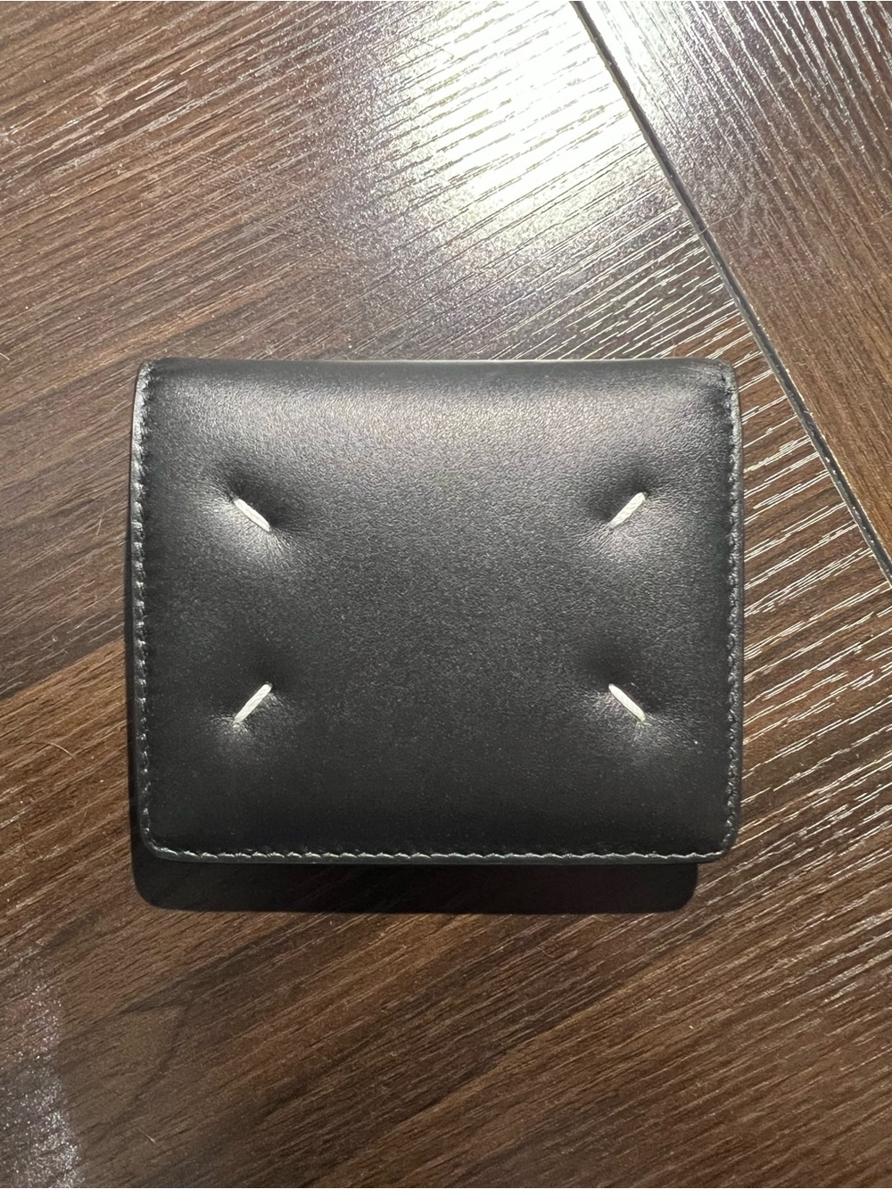 Maison Margiela Black Leather Wallet with Signature Stitching